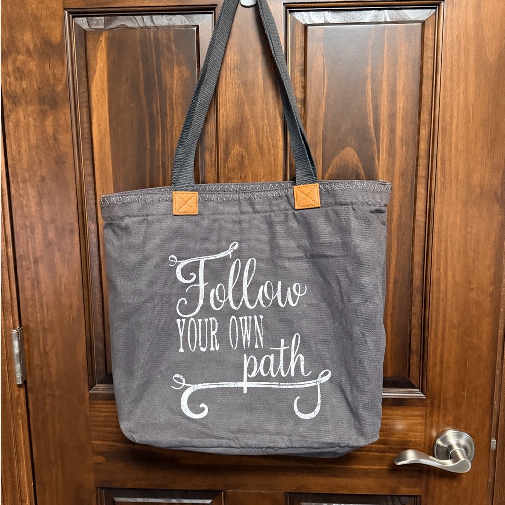 Thirty-One Charcoal Tote with Motivational Script